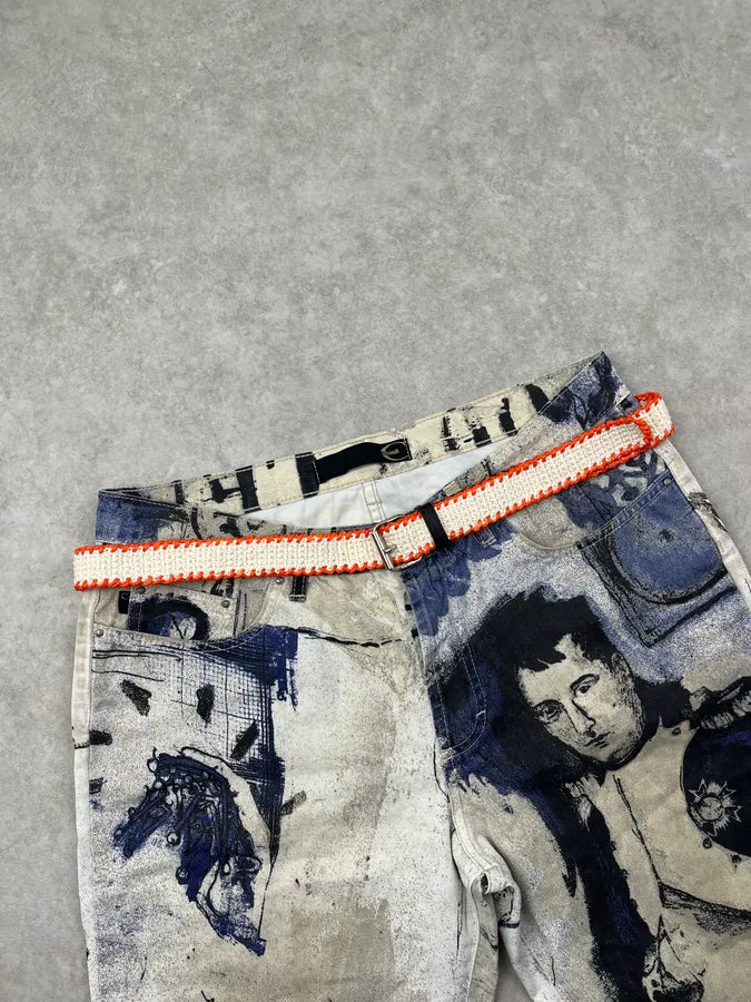 2000s Prada White & Orange Braided Canvas Belt awnGoke 0