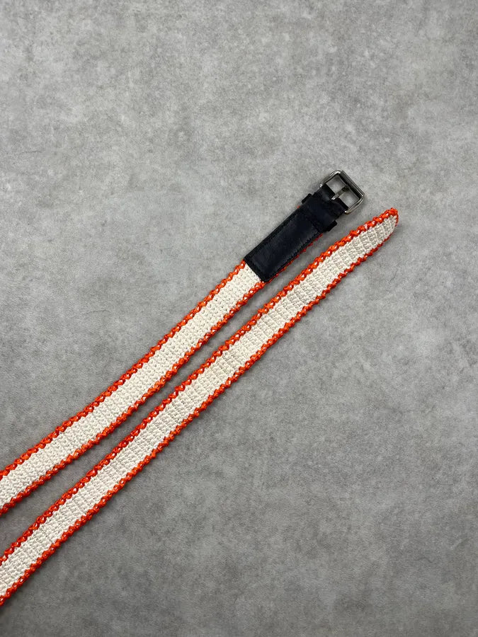2000s Prada White & Orange Braided Canvas Belt awnGoke 2