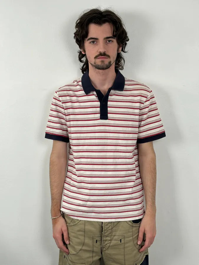 2000s Prada White & Red Stripes Polo QVNnUcI 1