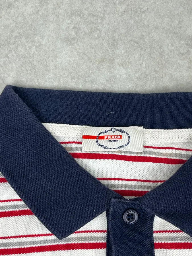 2000s Prada White & Red Stripes Polo QVNnUcI 7