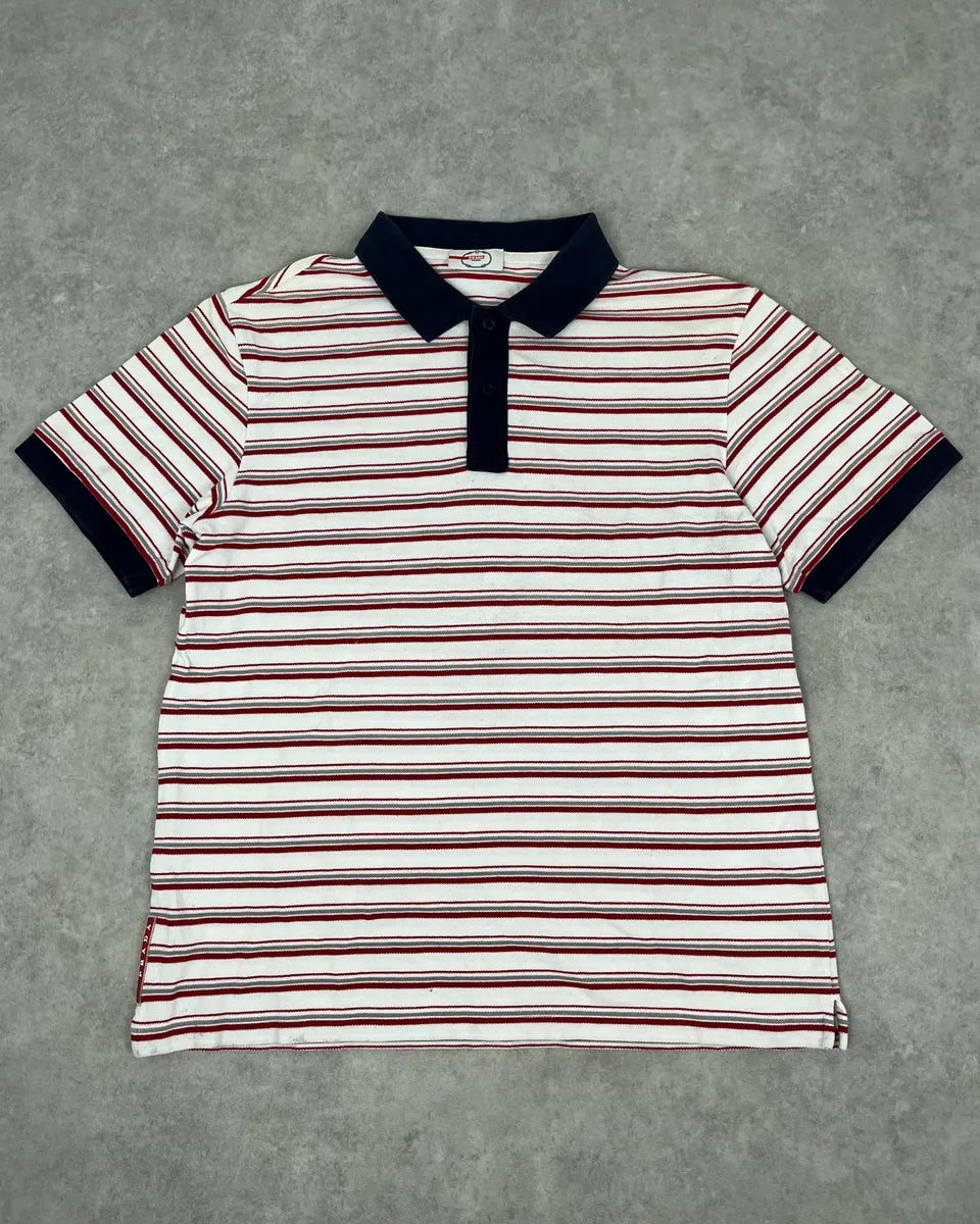 2000s Prada White & Red Stripes Polo QVNnUcI 0