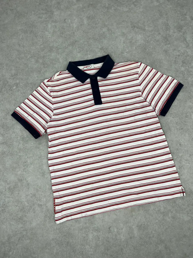2000s Prada White & Red Stripes Polo QVNnUcI 4