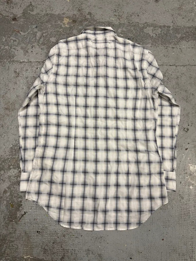 2000s Prada White Blue Checkered Shirt htdErWk 4