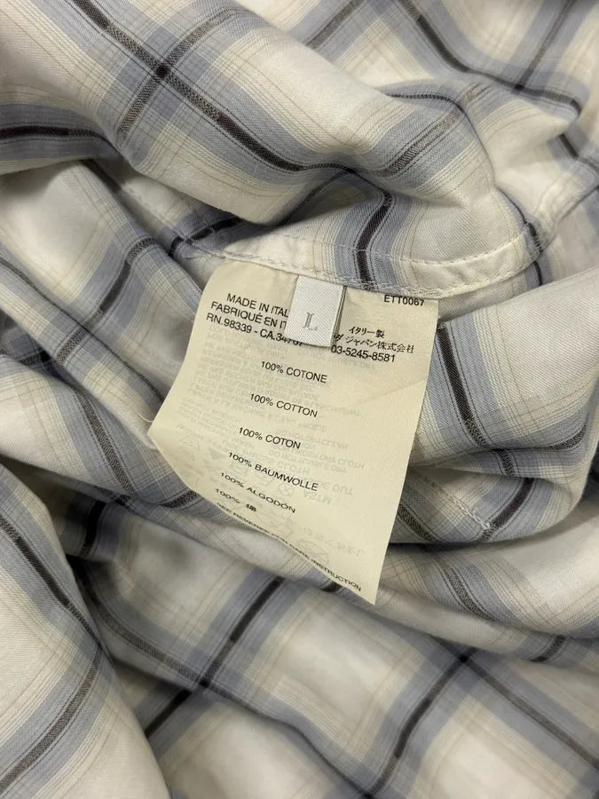 2000s Prada White Blue Checkered Shirt htdErWk 7