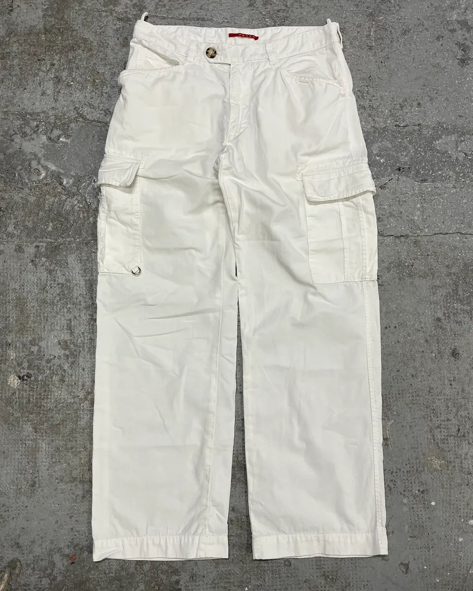 2000s Prada White Cargo Pants (L) 0