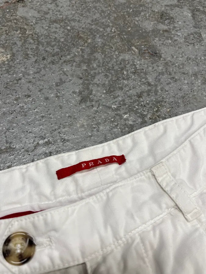 2000s Prada White Cargo Pants (L) 3