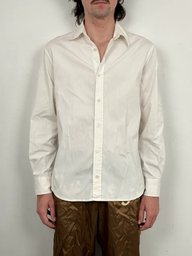 2000s Prada White Classic Mini Logo Shirt aQrFBrS 1
