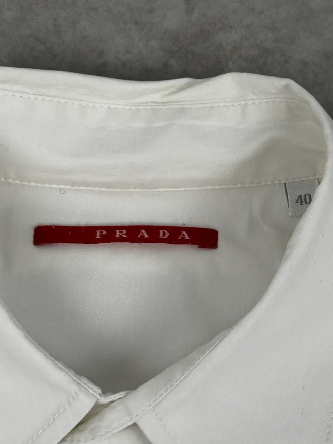 2000s Prada White Classic Mini Logo Shirt aQrFBrS 8