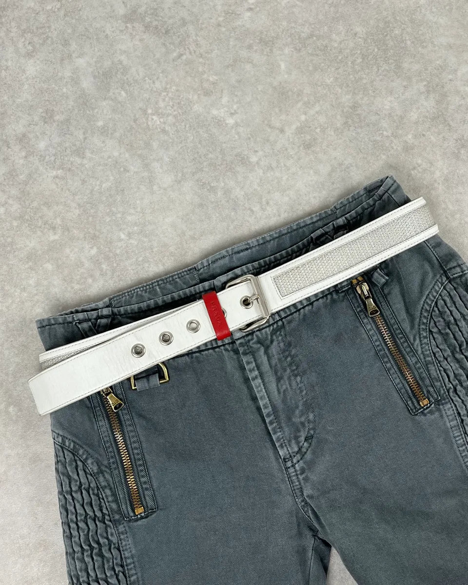 2000s Prada White Hybrid Leather Tactical Belt eouDzKw 0
