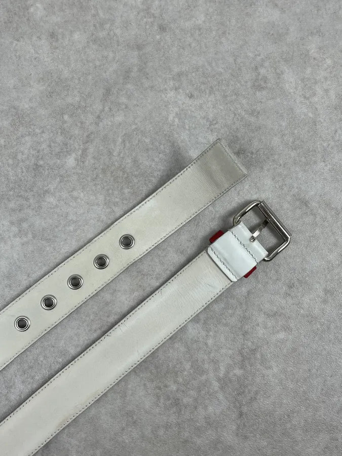 2000s Prada White Hybrid Leather Tactical Belt eouDzKw 4