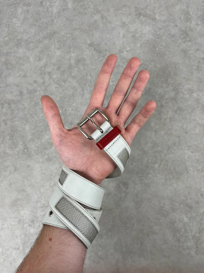 2000s Prada White Hybrid Leather Tactical Belt eouDzKw 1