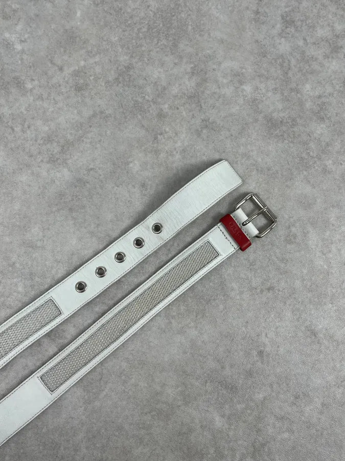 2000s Prada White Hybrid Leather Tactical Belt eouDzKw 3