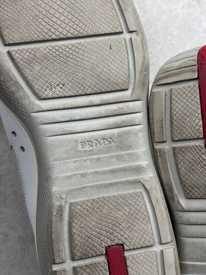 2000s Prada White Leather Americas Cup Sneakers eQzraHS 9