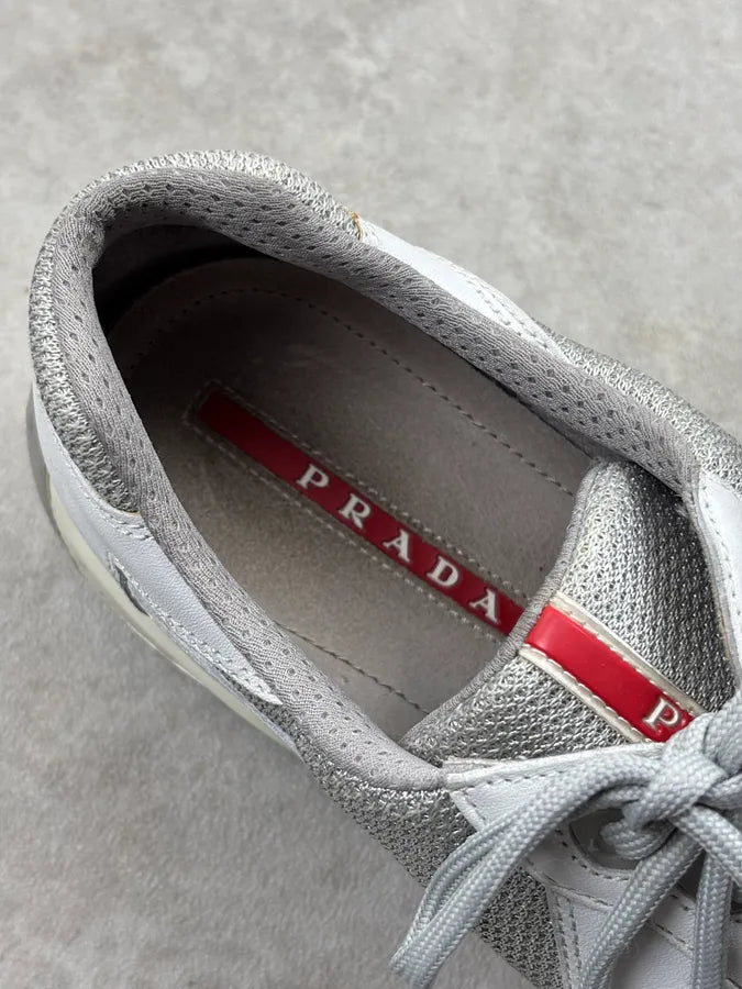 2000s Prada White Leather Americas Cup Sneakers eQzraHS 10
