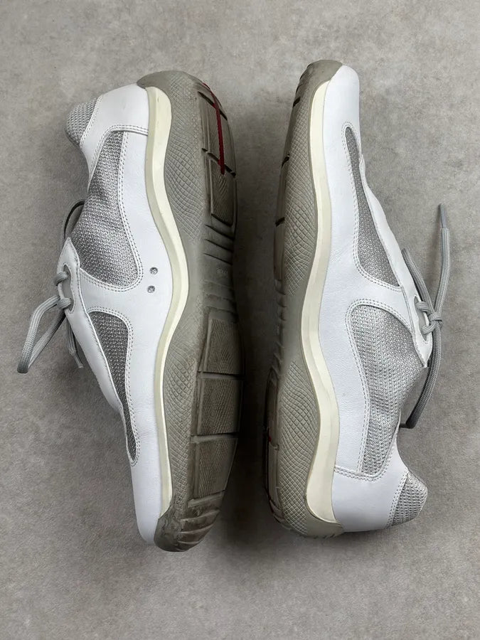 2000s Prada White Leather Americas Cup Sneakers eQzraHS 6