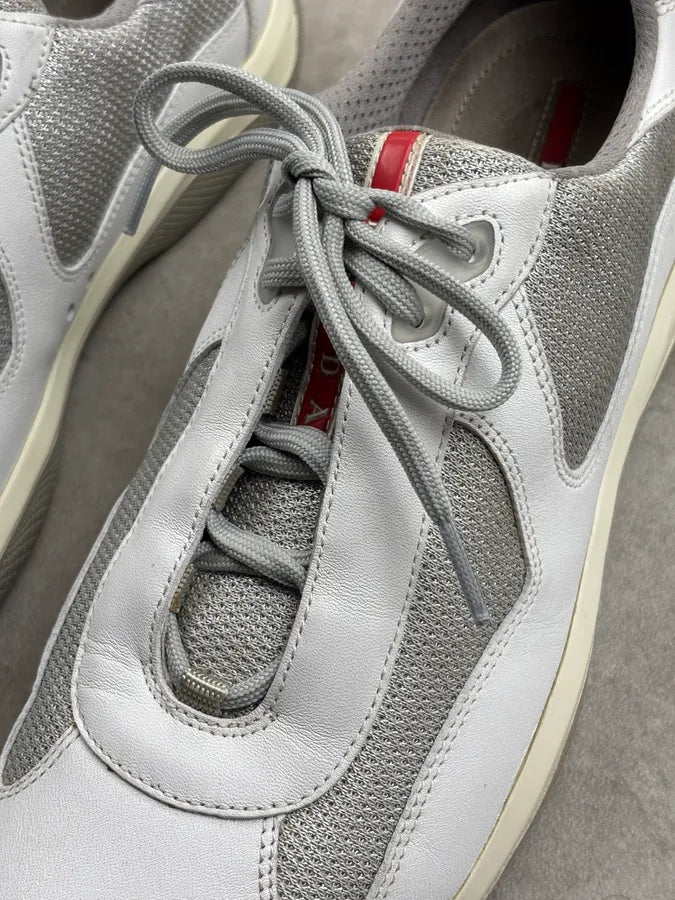 2000s Prada White Leather Americas Cup Sneakers eQzraHS 3