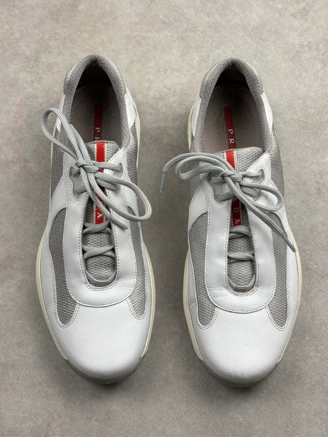 2000s Prada White Leather Americas Cup Sneakers eQzraHS 1