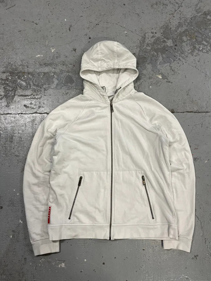 2000s Prada White Linea Rossa Zip-up Hoodie ODnHpNC 0