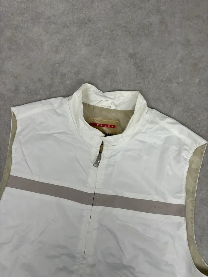 AW2009 Prada White Sport Reflective Strip Nylon Vest  nUYdyuT 3