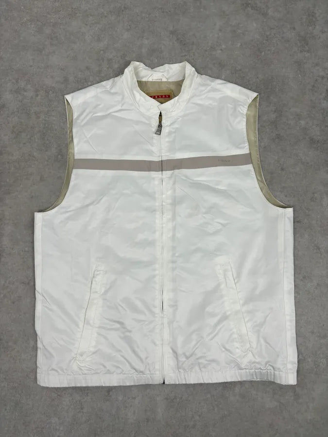 AW2009 Prada White Sport Reflective Strip Nylon Vest  nUYdyuT 0