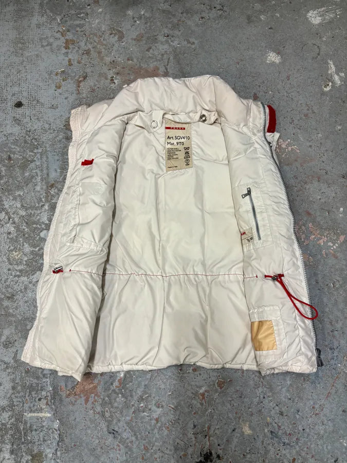 2000s Prada White Puffer Hooded Vest Jacket MKUUcYp 6