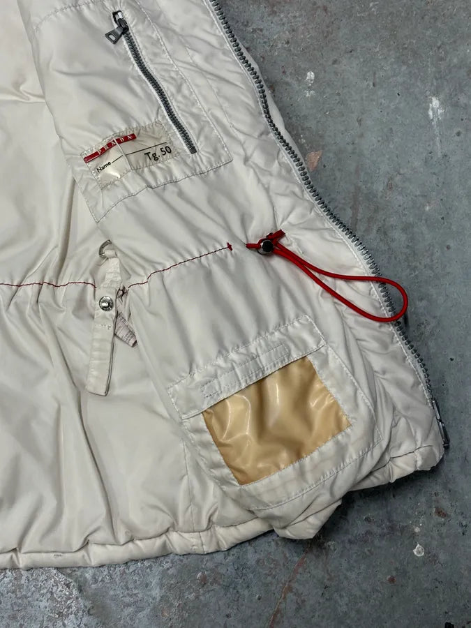 2000s Prada White Puffer Hooded Vest Jacket MKUUcYp 9