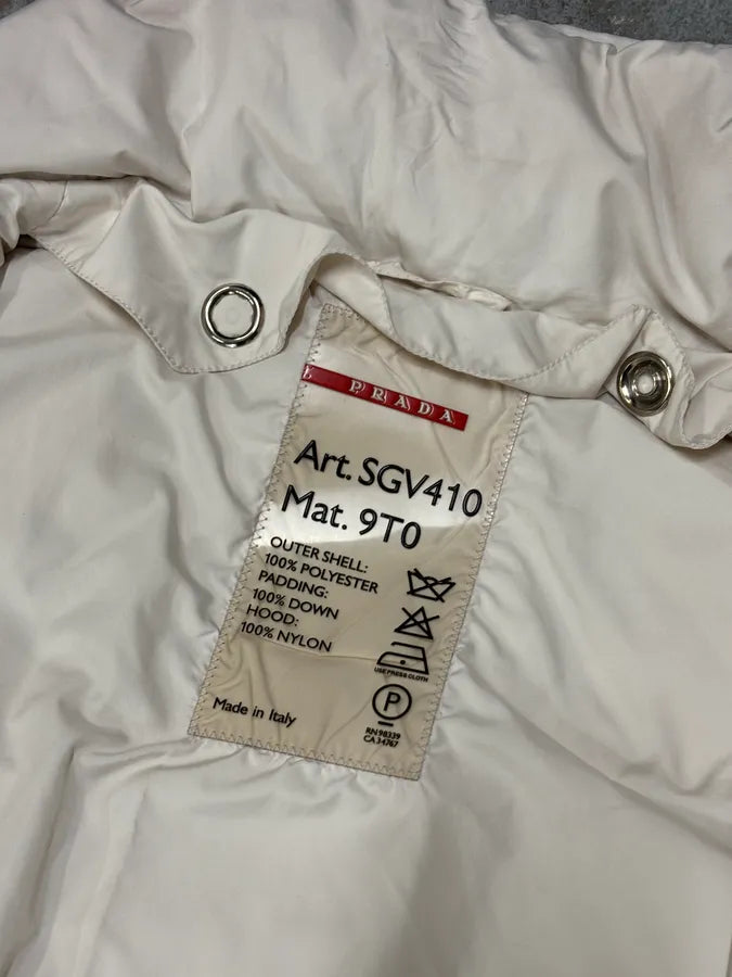 2000s Prada White Puffer Hooded Vest Jacket MKUUcYp 10