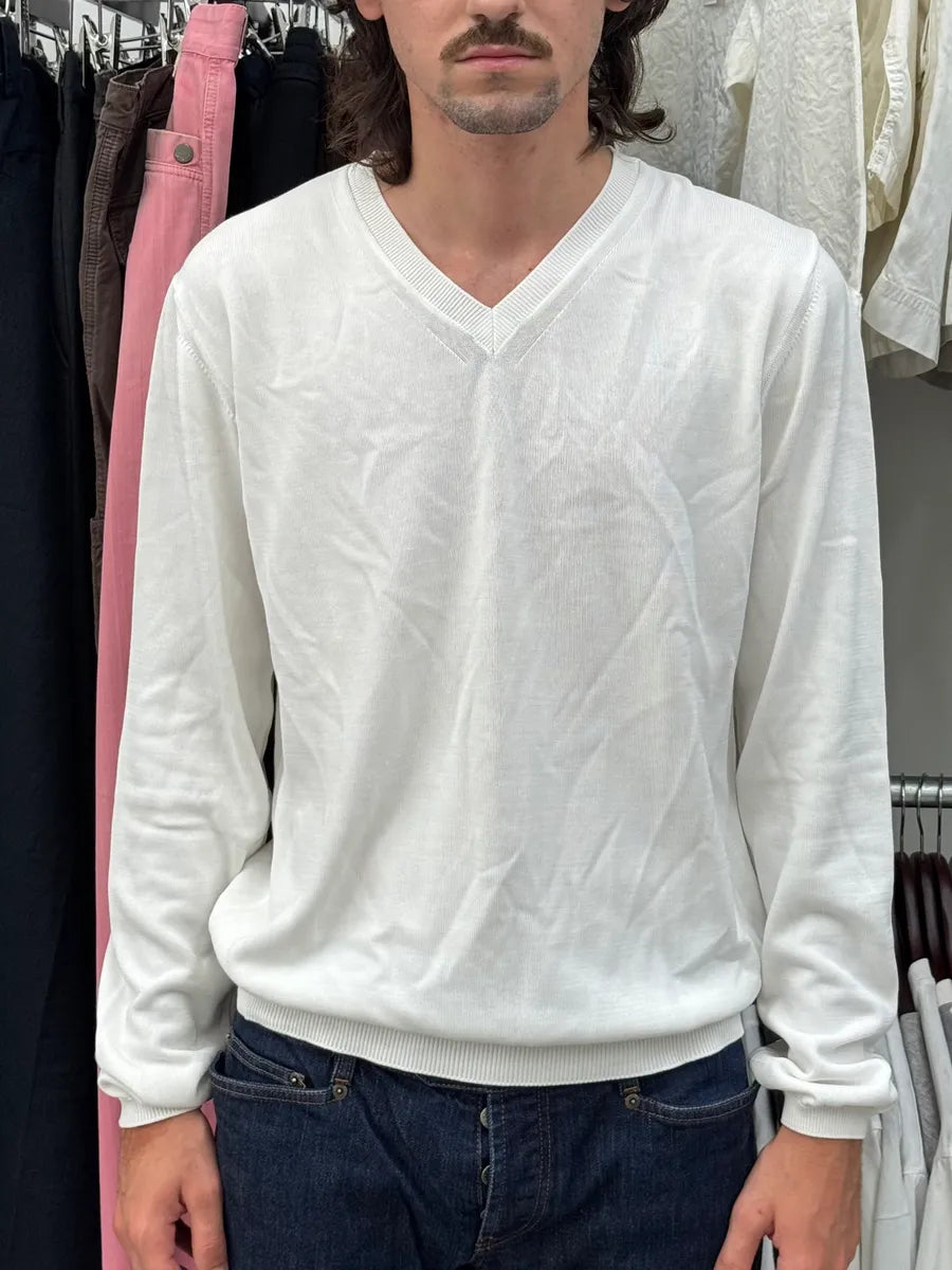2000s Prada White V-Neck Sweater ZGTCwvv 1