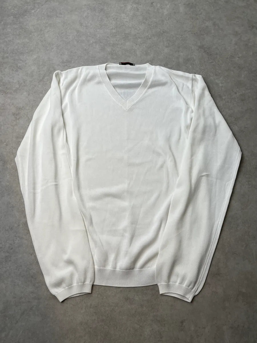 2000s Prada White V-Neck Sweater ZGTCwvv 3