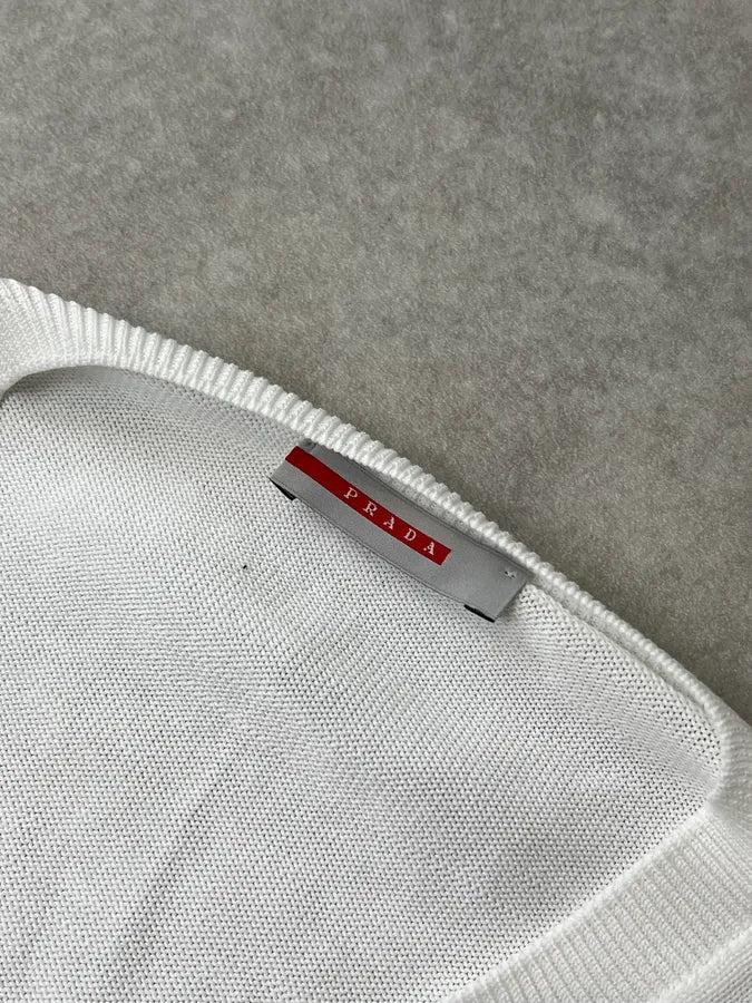 2000s Prada White V-Neck Sweater ZGTCwvv 6