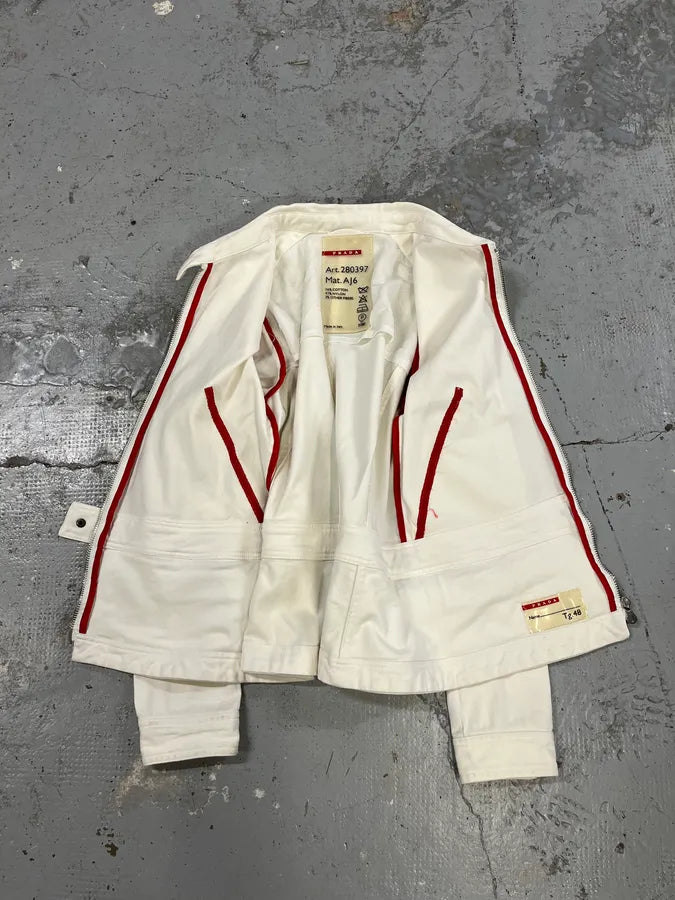 2000s Prada White Zip Up Jacket CtkwKlB 8