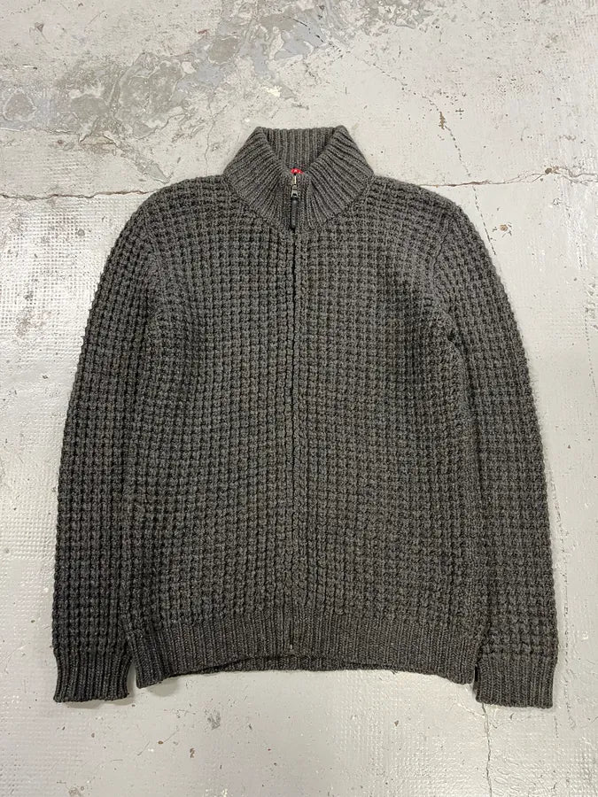 2000s Prada Wool & Kashmere Grey Knit Zip-up Sweater lKFEfjX 1