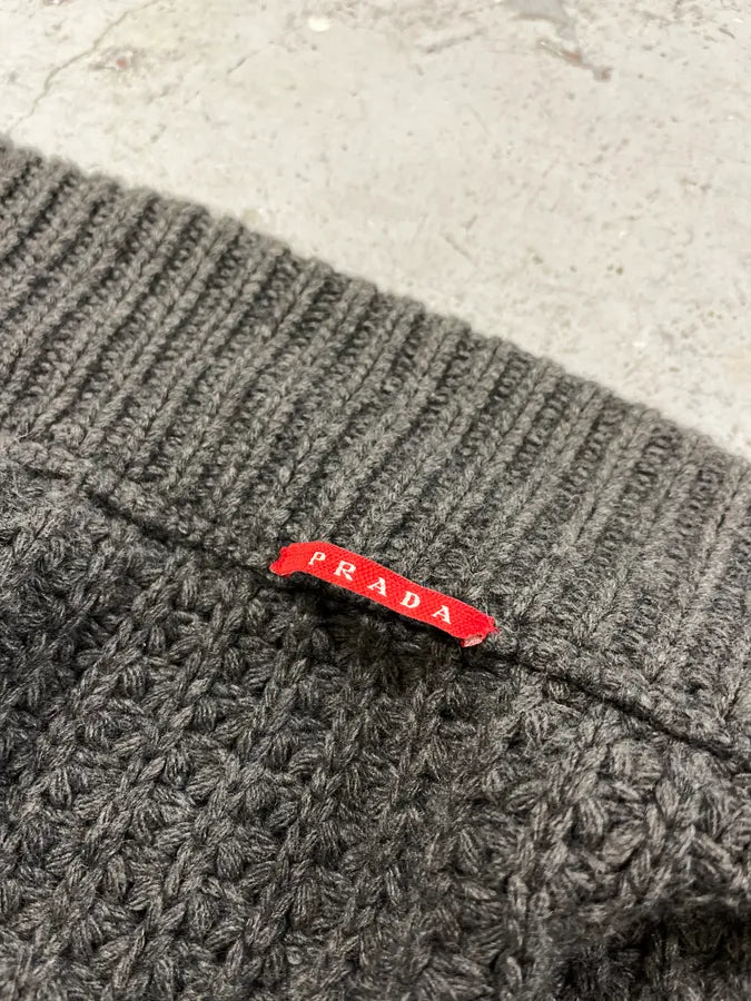 2000s Prada Wool & Kashmere Grey Knit Zip-up Sweater lKFEfjX 10