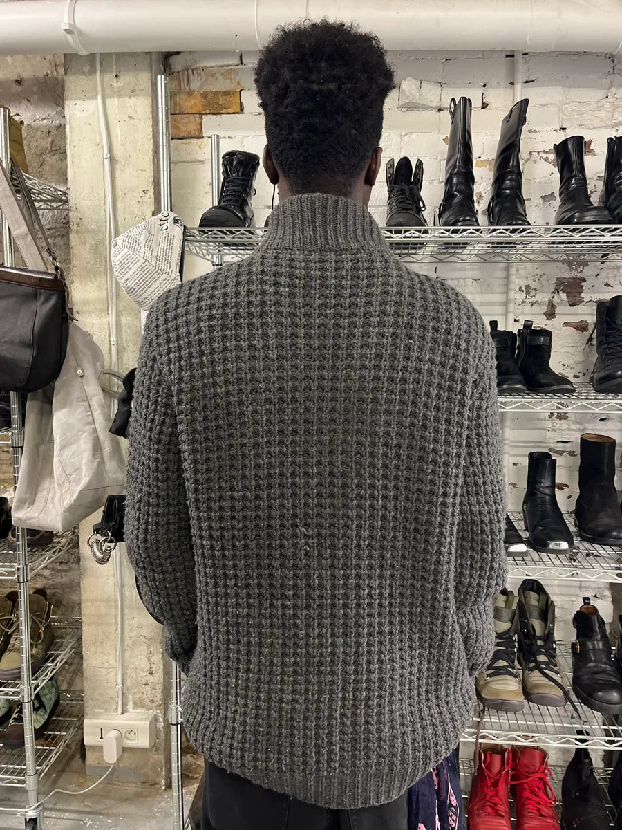 2000s Prada Wool & Kashmere Grey Knit Zip-up Sweater lKFEfjX 2