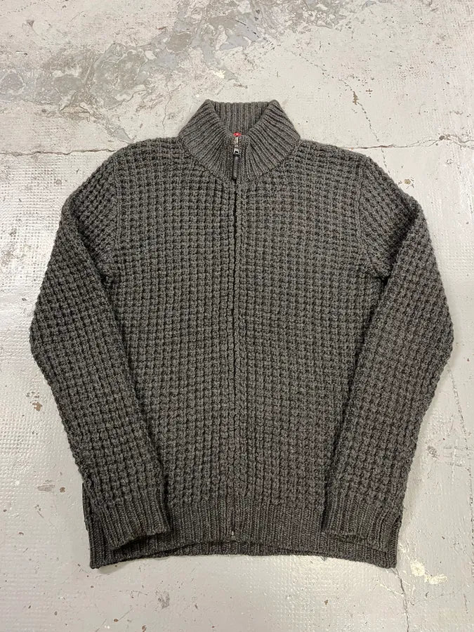 2000s Prada Wool & Kashmere Grey Knit Zip-up Sweater lKFEfjX 3