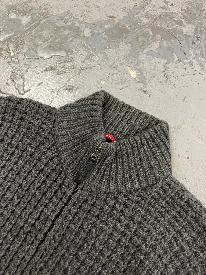 2000s Prada Wool & Kashmere Grey Knit Zip-up Sweater lKFEfjX 4