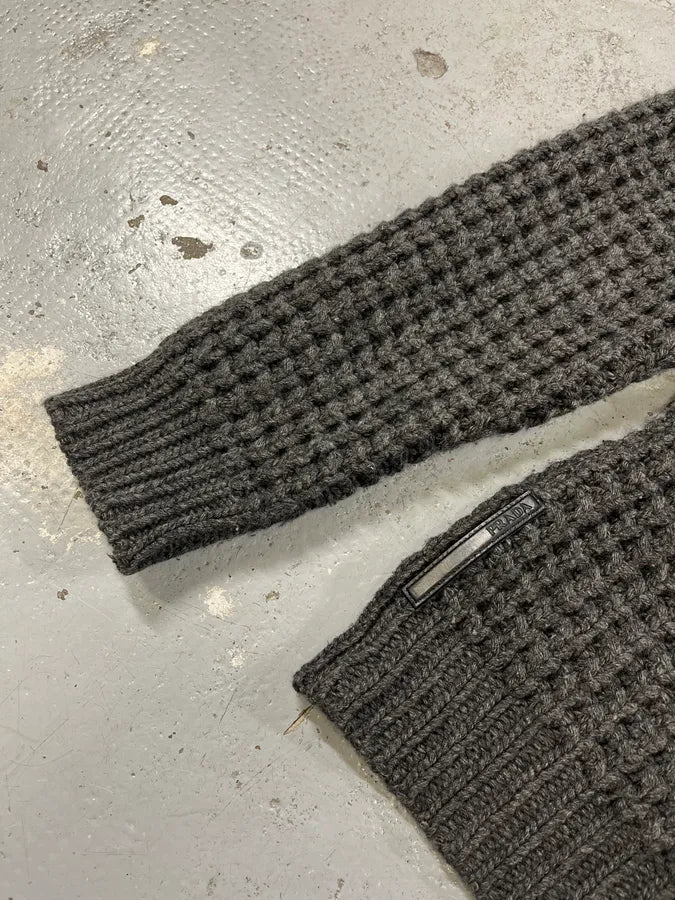 2000s Prada Wool & Kashmere Grey Knit Zip-up Sweater lKFEfjX 7