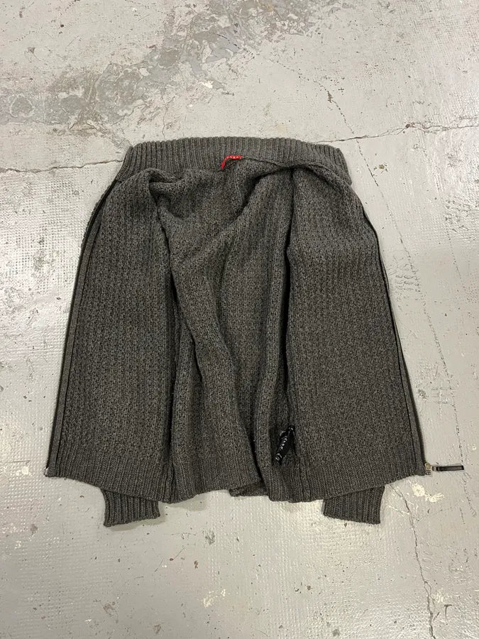 2000s Prada Wool & Kashmere Grey Knit Zip-up Sweater lKFEfjX 8