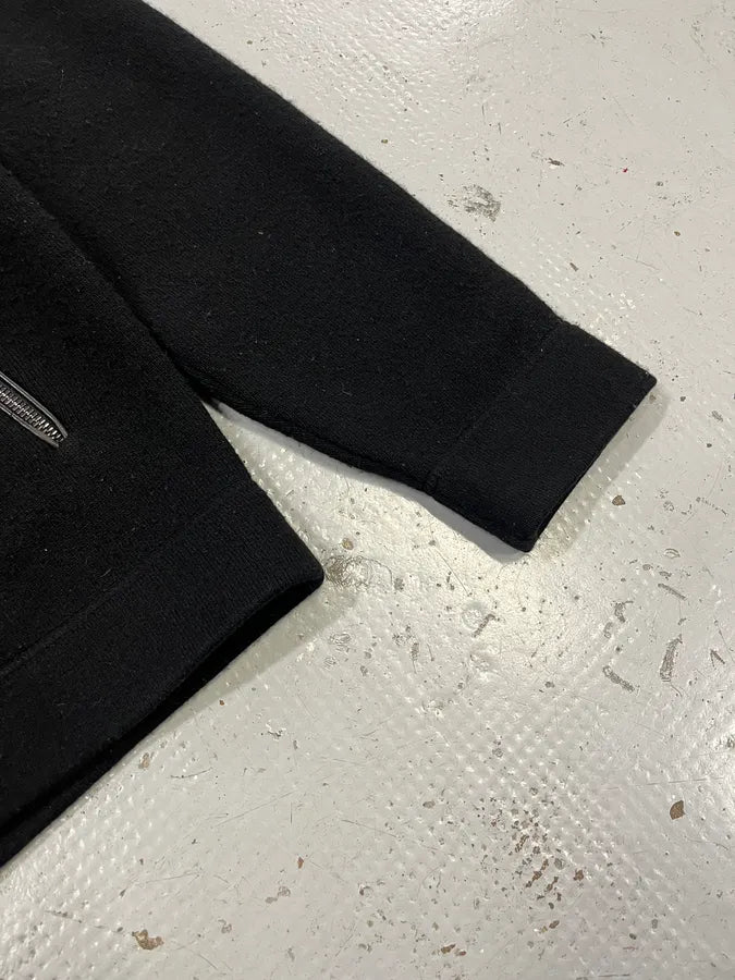 2000s Prada Wool & Leather Shoulder Black Zip-Up Sweater nXVRUbX 5