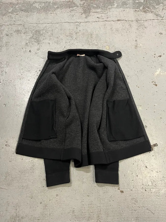 2000s Prada Wool & Leather Shoulder Black Zip-Up Sweater nXVRUbX 7