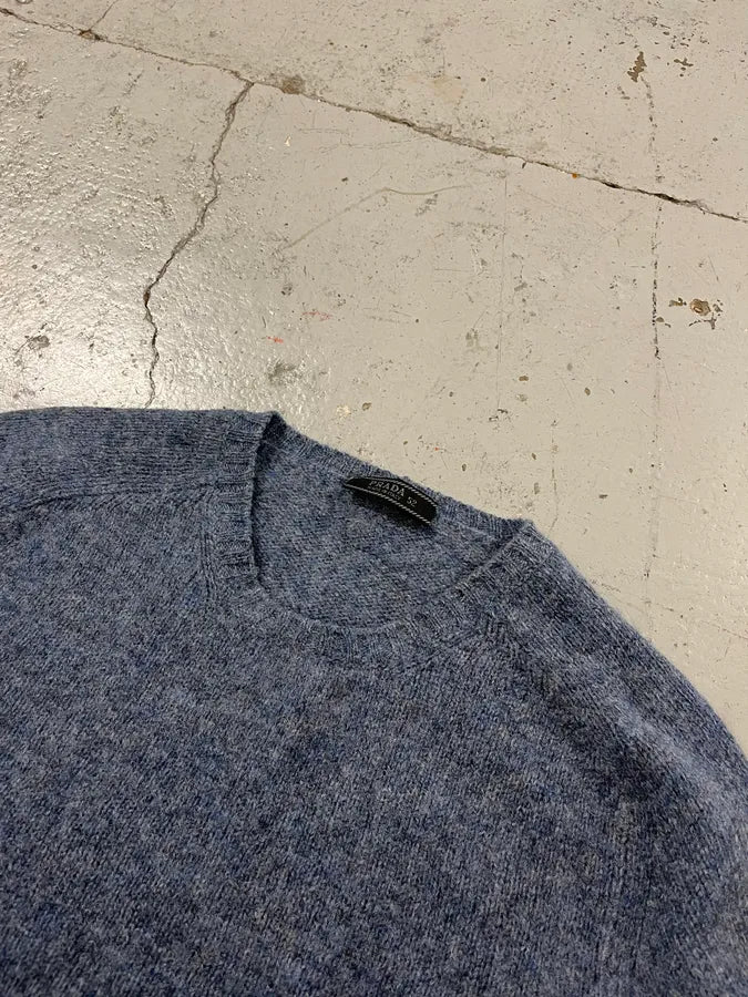 2000s Prada Wool Blue Crewneck Sweater DvrENgl 4