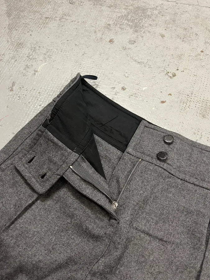 2000s Prada Wool Grey Midi Skirt MUIsHsA 11