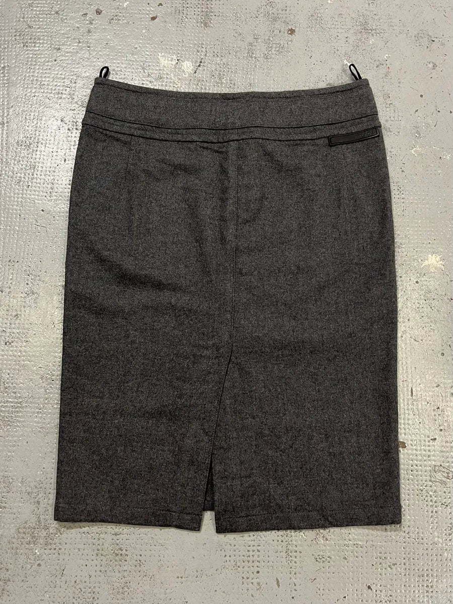2000s Prada Wool Grey Midi Skirt MUIsHsA 7