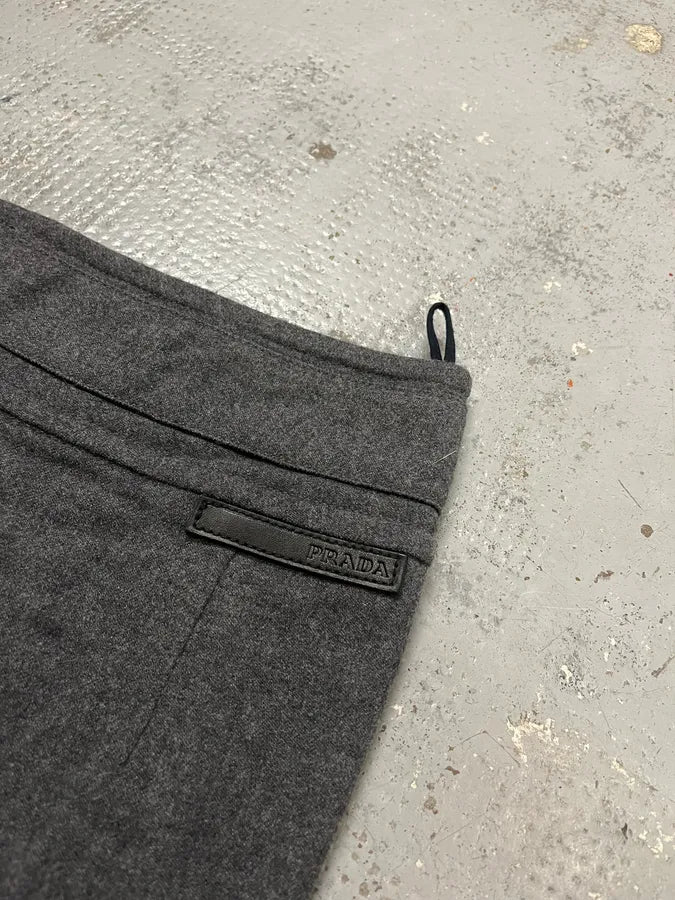 2000s Prada Wool Grey Midi Skirt MUIsHsA 8