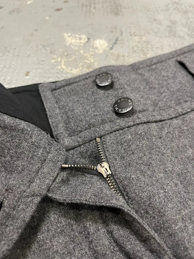 2000s Prada Wool Grey Midi Skirt MUIsHsA 9