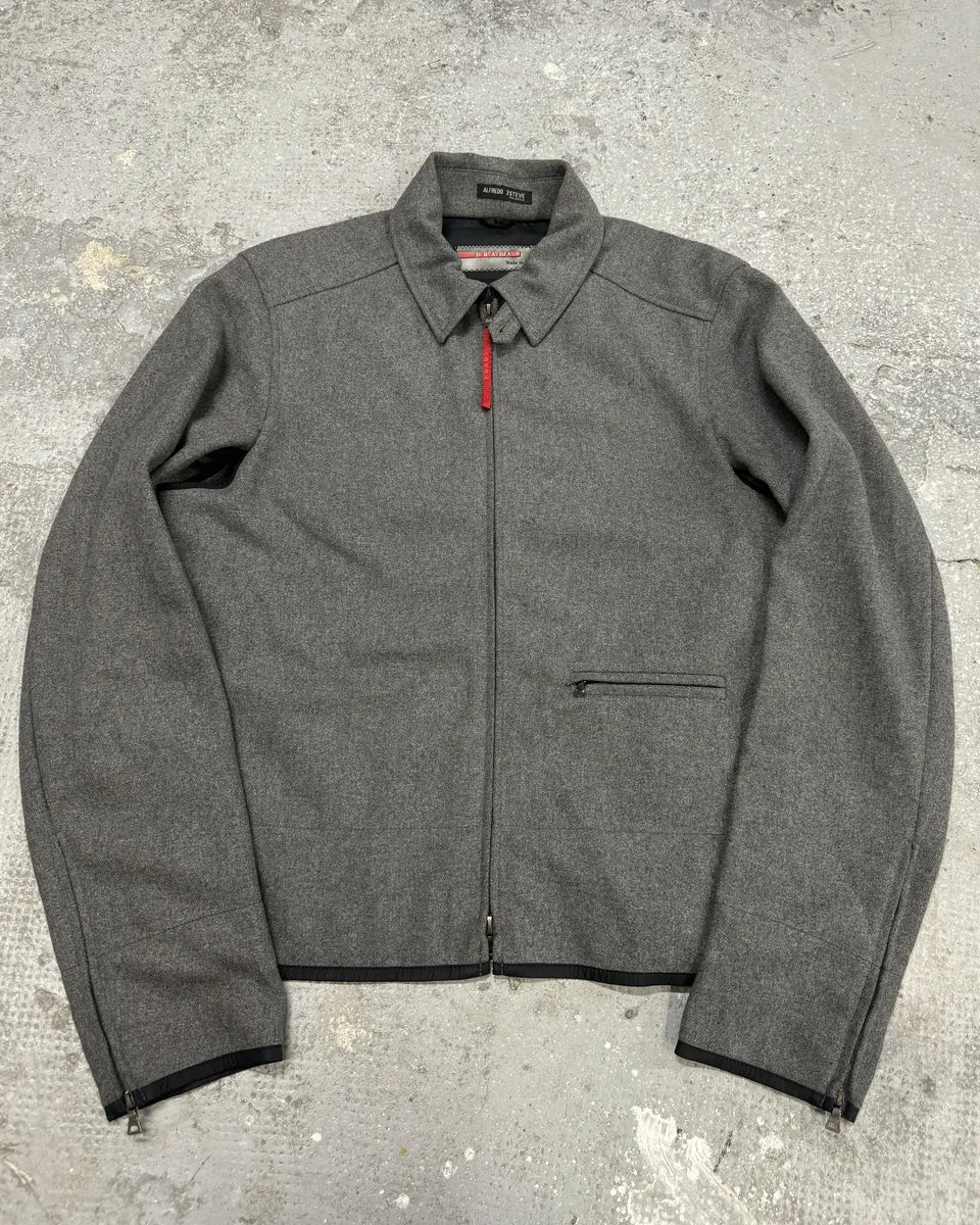 2000s Prada Wool Minimaliste Grey Jacket (L) 0