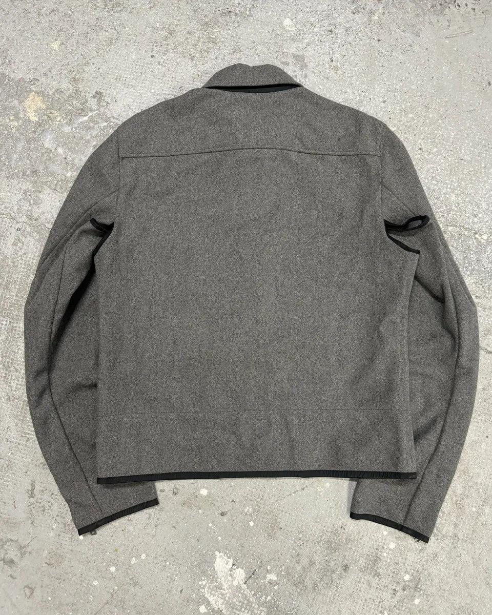 2000s Prada Wool Minimaliste Grey Jacket (L) 1