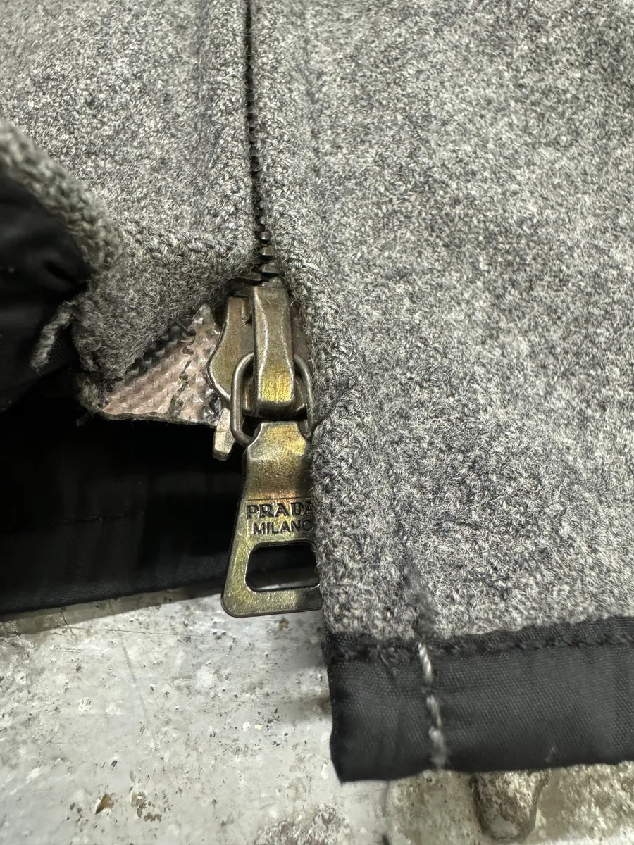 2000s Prada Wool Minimaliste Grey Jacket (L) 10