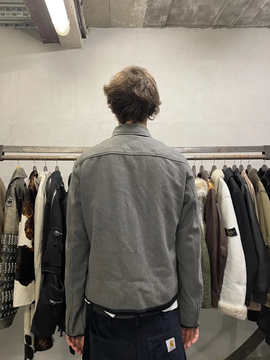 2000s Prada Wool Minimaliste Grey Jacket (L) 4