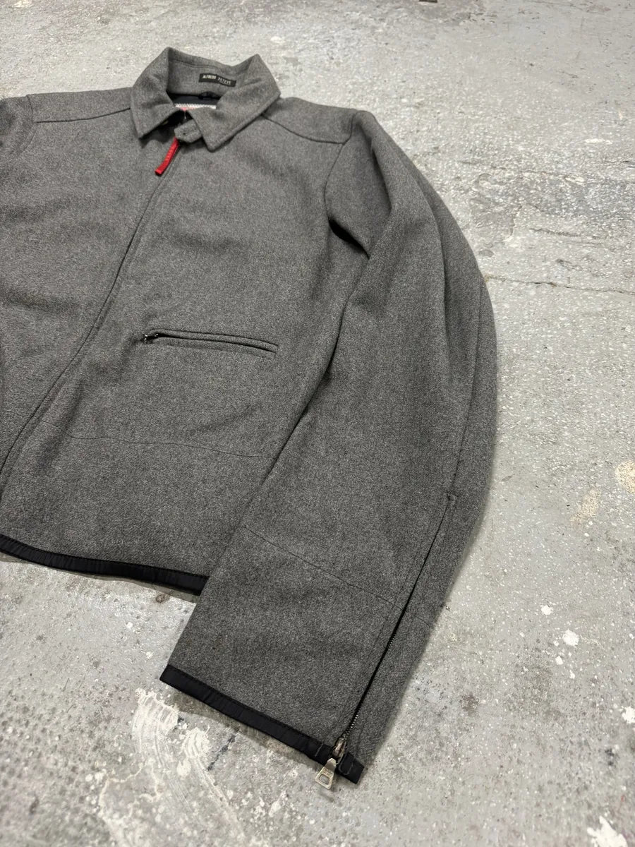 2000s Prada Wool Minimaliste Grey Jacket (L) 6